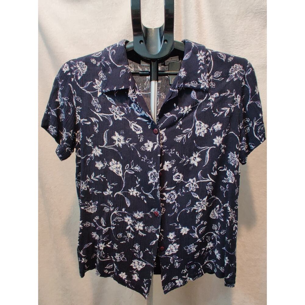 Vintage Jaclyn Smith Classic Blouse Women's Size Small Floral Button Up Collared